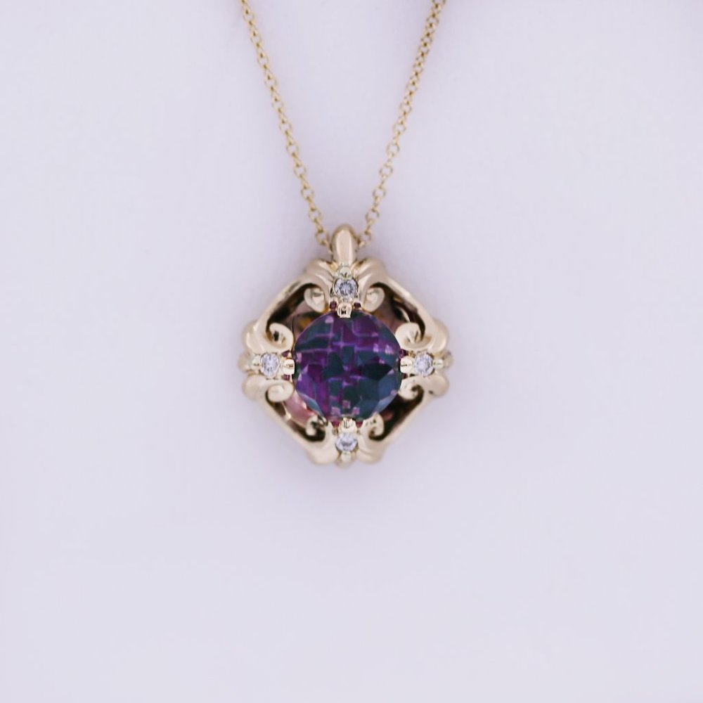 GALATEA DavinChi Amethyst 14K Gold Necklace